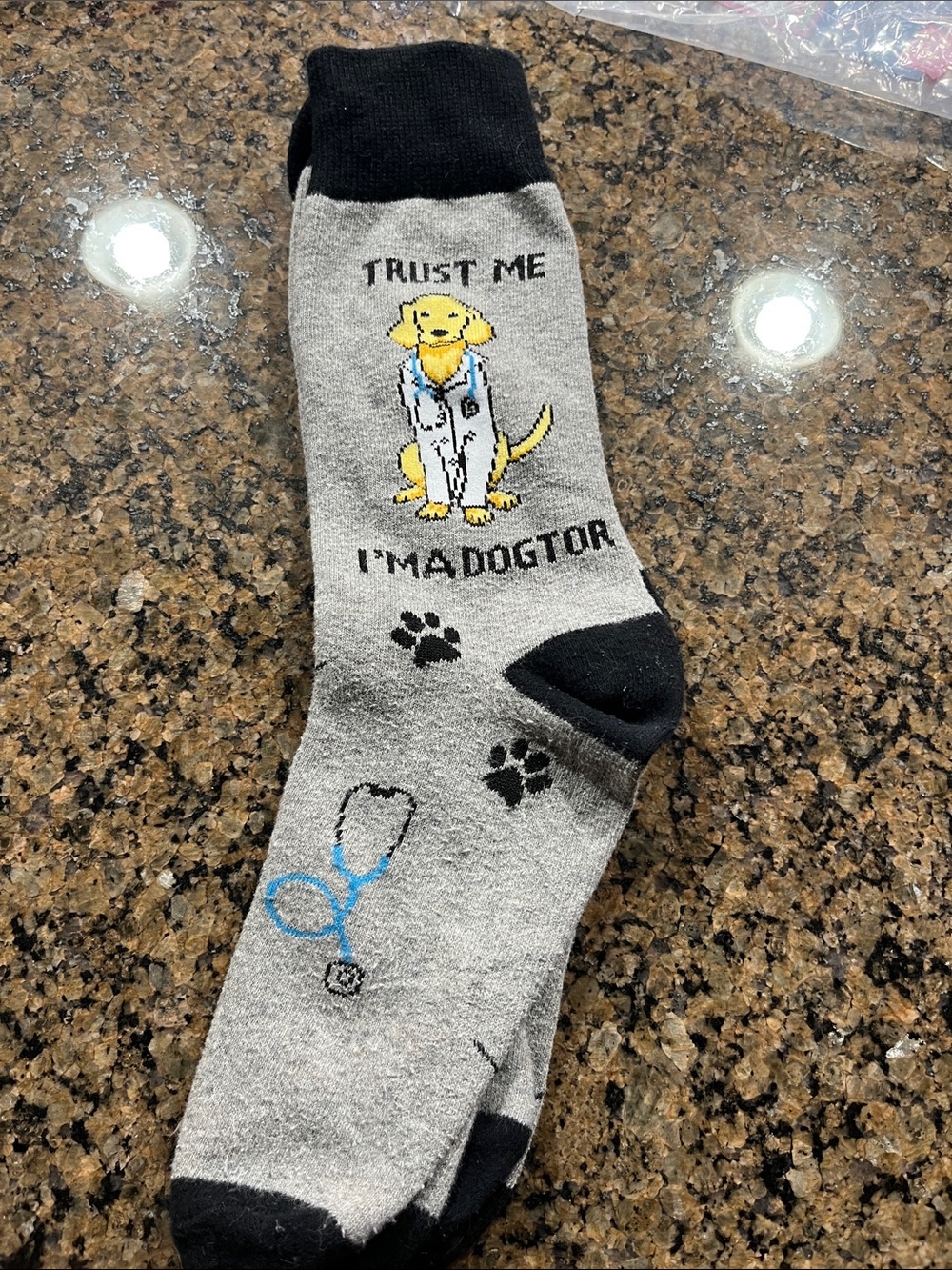 Novelty Gray & Black 'Dogtor' Pet-Themed Socks